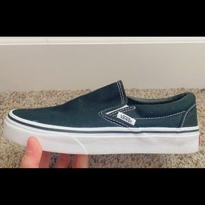 Women, never worn black slip on vans, size 6.5